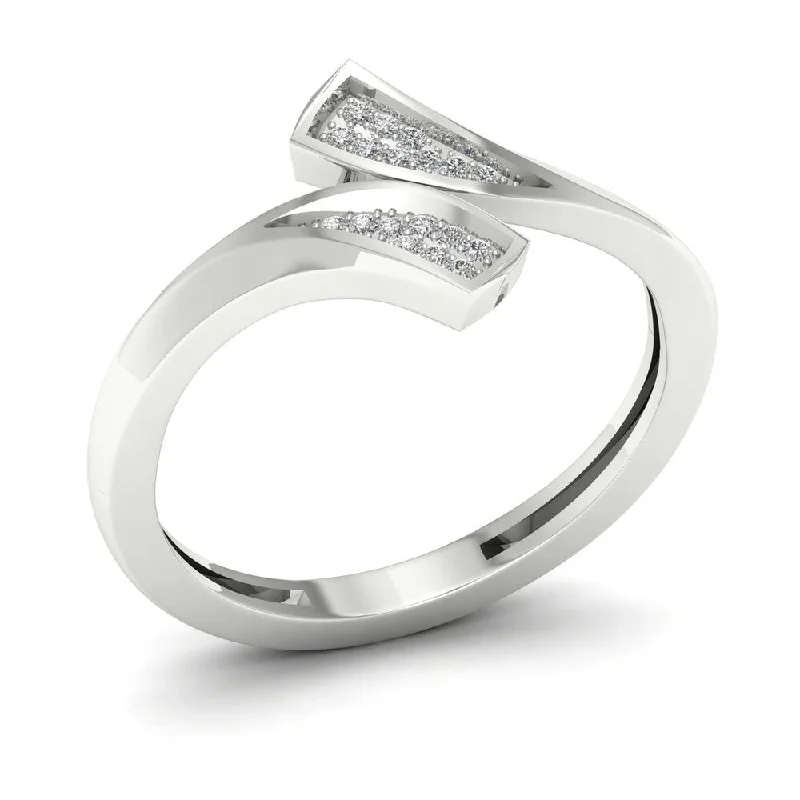 Pear - Shaped Engagement Rings with Twisted Shank DesignsDe Couer 1/20ct TDW Diamond Double Fashion Ring - White