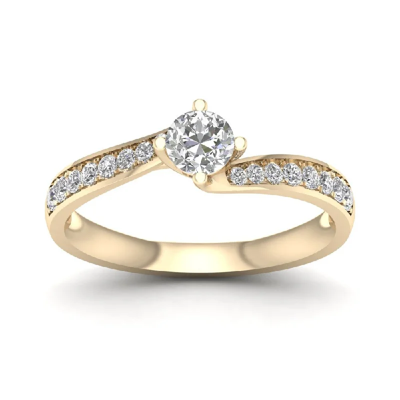 Pear - Shaped Engagement Rings with Twisted Shank DesignsDe Couer 1/2ct TDW Diamond Bypass Engagement Ring - Yellow