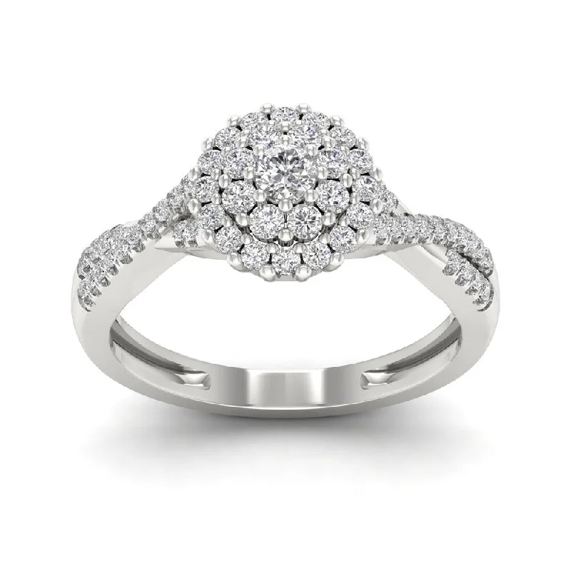 Vintage - Style Engagement Rings with Intricate ScrollworkDe Couer 1/2ct TDW Diamond Halo Engagement Ring - White