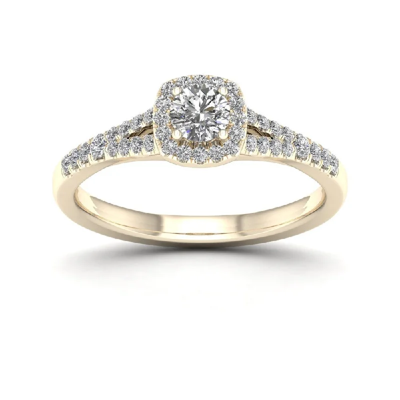 Platinum Engagement Rings with Milgrain EdgesDe Couer 1/2ct TDW Diamond Halo Ring - Yellow