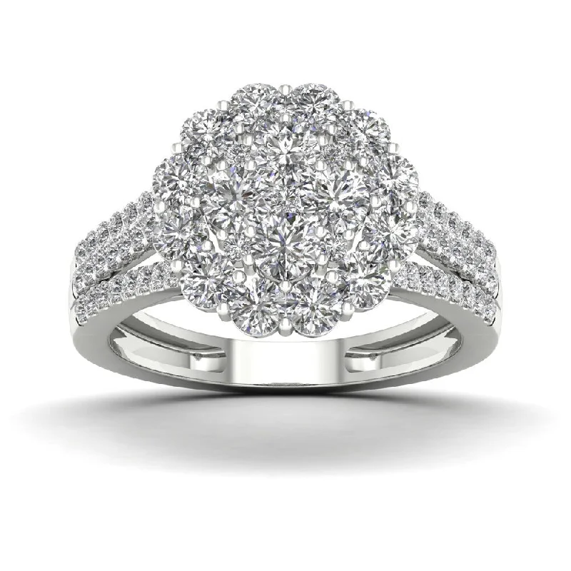 Platinum Engagement Rings with Milgrain EdgesDe Couer 1 3/4ct TDW Diamond Halo Engagement Ring - White