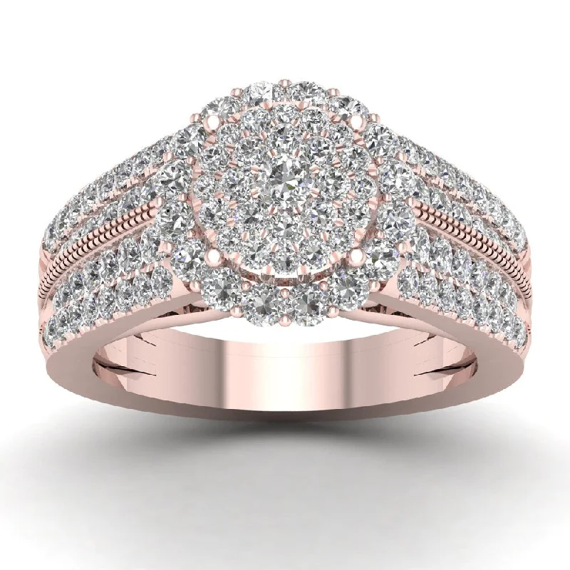 Art Nouveau - Inspired Engagement Rings with Organic MotifsDe Couer 1 3/8ct TDW Diamond Cluster Engagement Ring - Pink