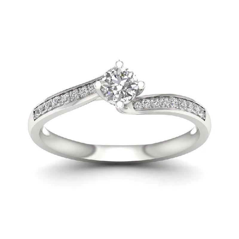 Engagement Rings with a Hidden Halo and Pavé - Set BandDe Couer 1/3ct TDW Diamond Bypass Engagement Ring - White