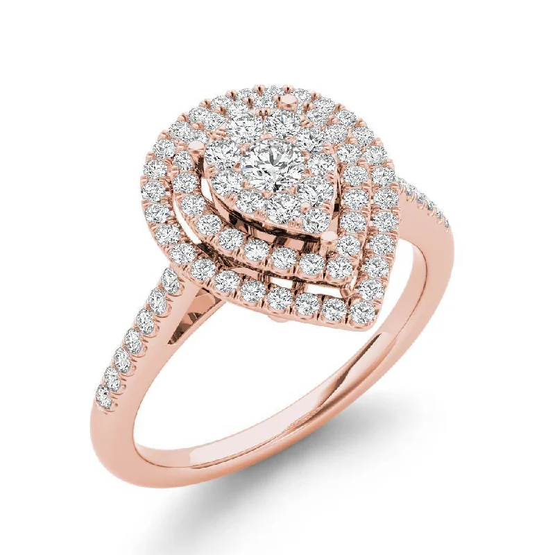 Moissanite Engagement Rings with a Sparkling Center StoneDe Couer 1/3ct TDW Diamond Cluster Pear-Shaped Frame Engagement Ring - Pink