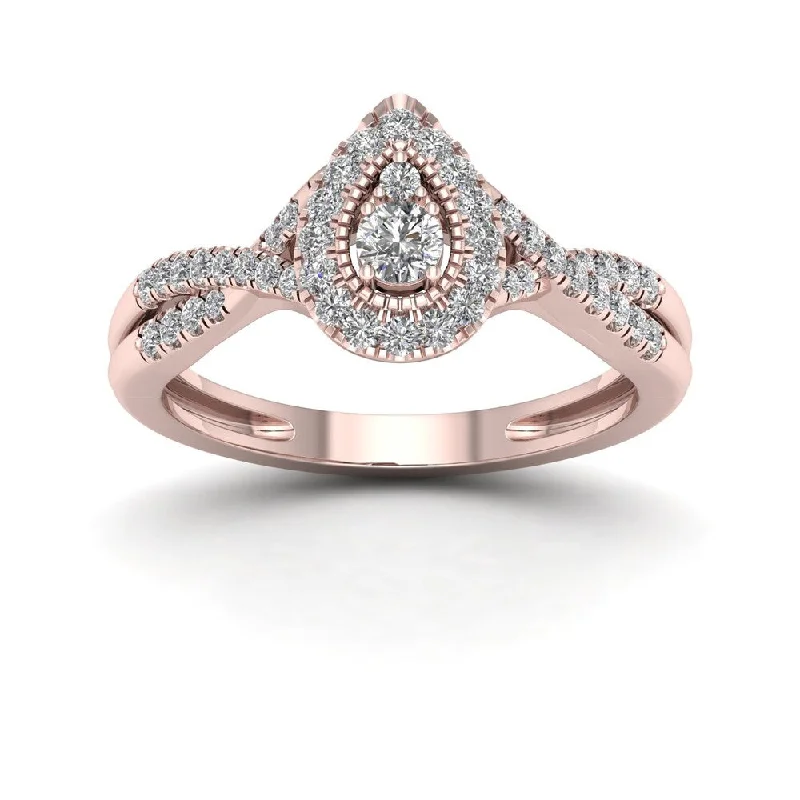 Engagement Rings with a Pavé - Set Infinity SymbolDe Couer 1/3ct TDW Diamond Halo Engagement Ring - Pink