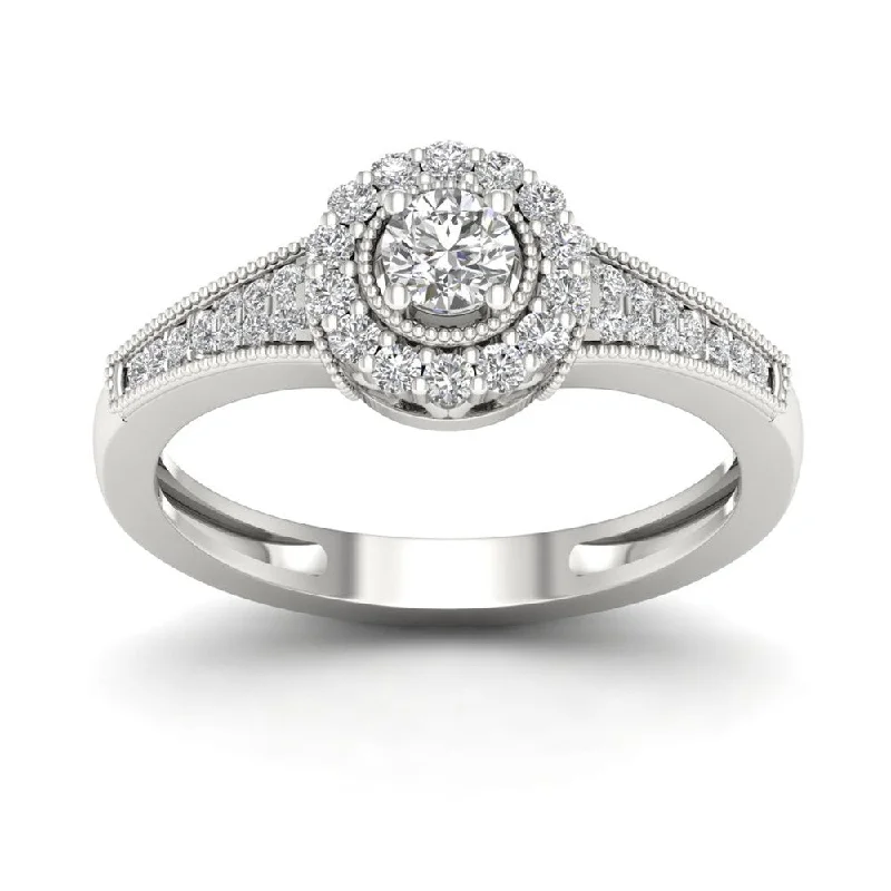 Rose - Cut Diamond Engagement Rings with a Rustic CharmDe Couer 1/3ct TDW Diamond Halo Ring (H-I, I2) - White