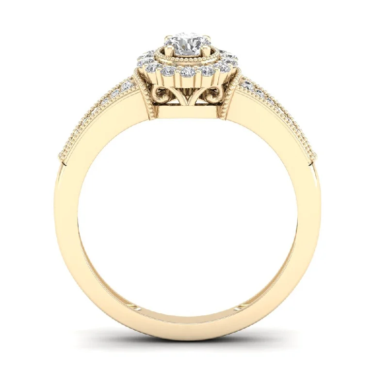 Engagement Rings with a Triple - Row Diamond BandDe Couer 1/3ct TDW Diamond Halo Ring - Yellow