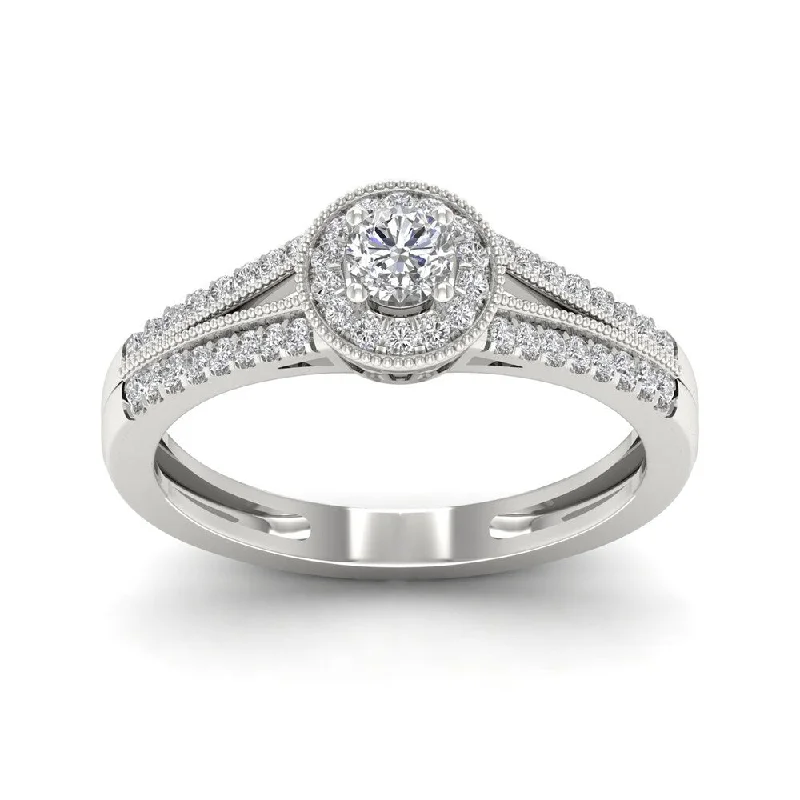 Engagement Rings with a Pavé - Set Infinity SymbolDe Couer 1/3ct TDW Diamond Round Shape Halo Engagement Ring - White