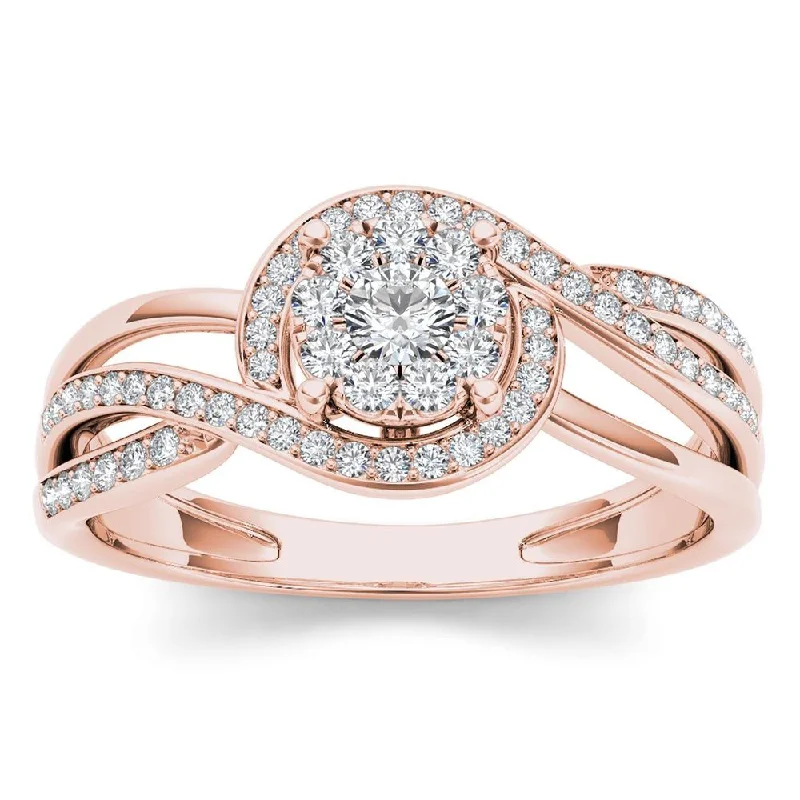 Vintage - Style Engagement Rings with Intricate ScrollworkDe Couer 1/4ct TDW Diamond Bypass Cluster Ring (H-I, I2) - Pink