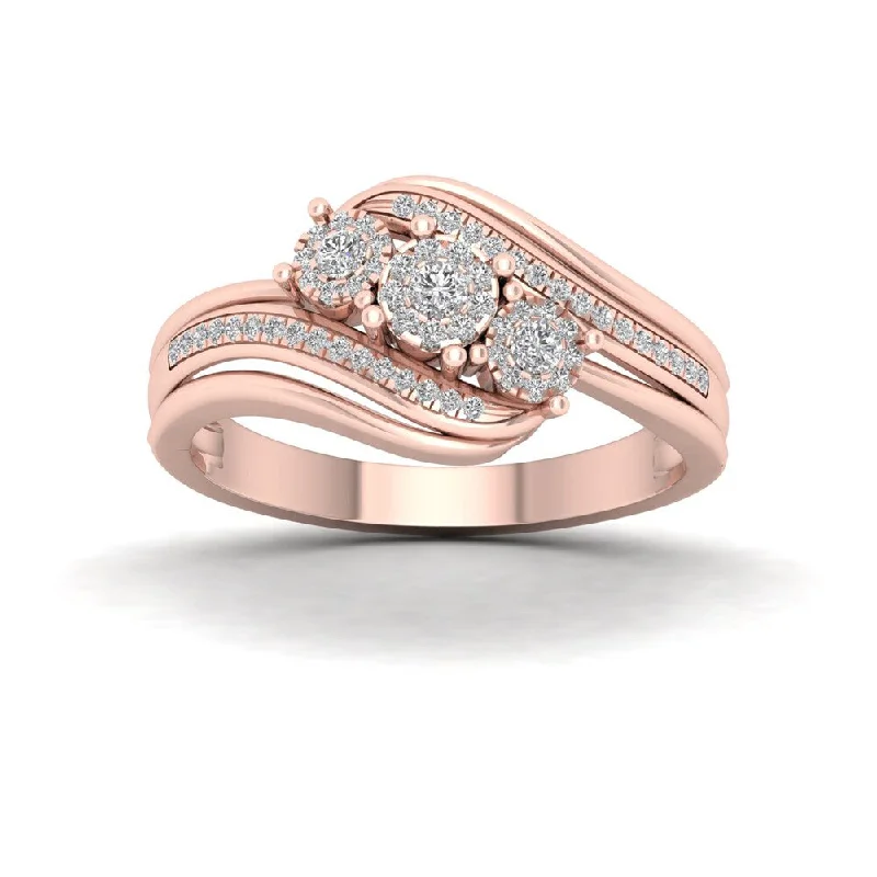 Engagement Rings with a Hidden Halo and Pavé - Set BandDe Couer 1/4ct TDW Diamond Cluster Engagement Ring - Pink