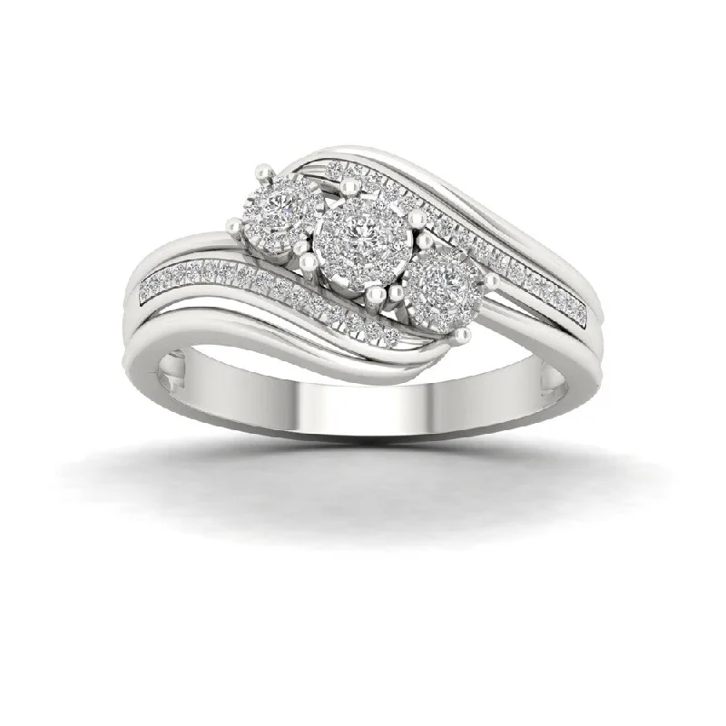 Custom - Engraved Engagement Rings with a Special MessageDe Couer 1/4ct TDW Diamond Cluster Engagement Ring - White