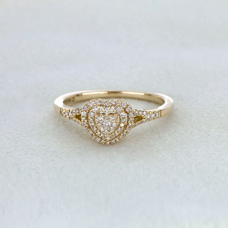 Engagement Rings with a Triple - Row Diamond BandDe Couer 1/4ct TDW Diamond Cluster Heart Shape Engagement Ring - Yellow