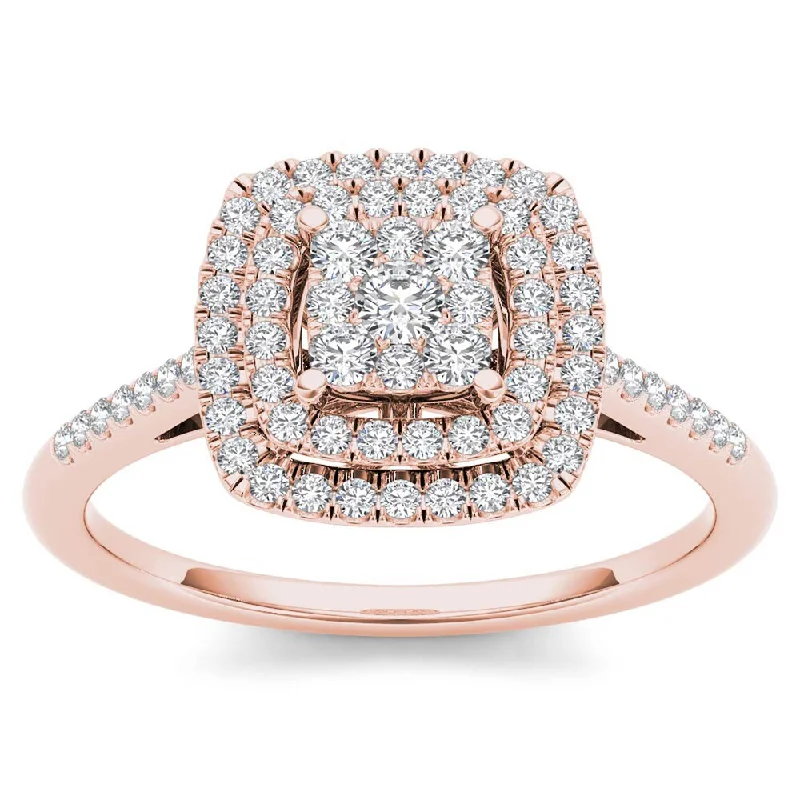 Pear - Shaped Engagement Rings with Twisted Shank DesignsDe Couer 1/4ct TDW Diamond Cluster Ring - Pink