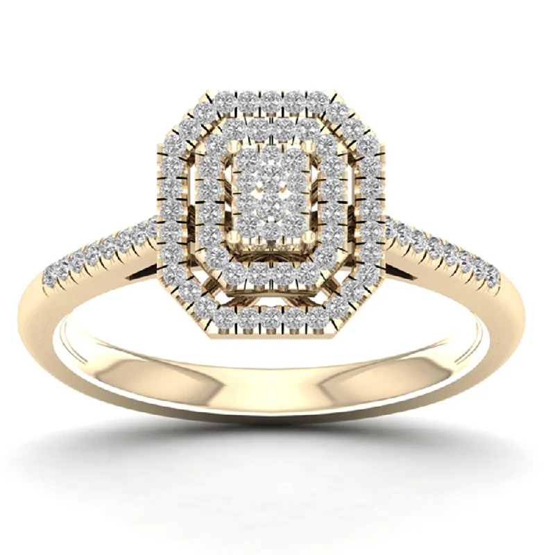 Cushion - Shaped Engagement Rings with Bead - Set DiamondsDe Couer 1/4ct TDW Diamond Cluster Ring - Yellow