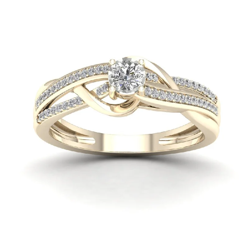 Platinum Engagement Rings with Milgrain EdgesDe Couer 1/4ct TDW Diamond Split Shank Ring - Yellow