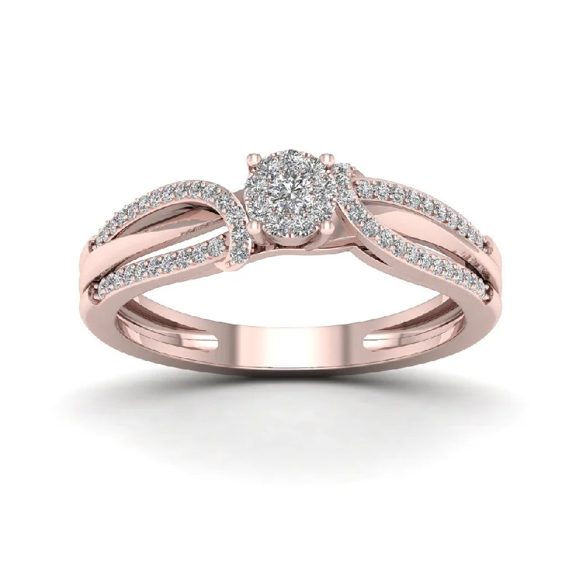 Pear - Shaped Engagement Rings with Twisted Shank DesignsDe Couer 1/5ct TDW Diamond Cluster Engagement Ring - Pink