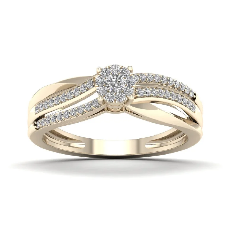 Art Nouveau - Inspired Engagement Rings with Organic MotifsDe Couer 1/5ct TDW Diamond Split Shank Ring - Yellow