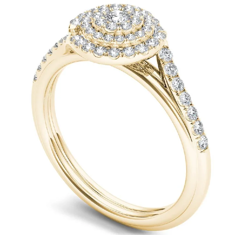 Engagement Rings with a Floral - Inspired Prong SettingDe Couer 10k Gold 1/2ct TDW Diamond Bypass Double Halo Engagement Ring