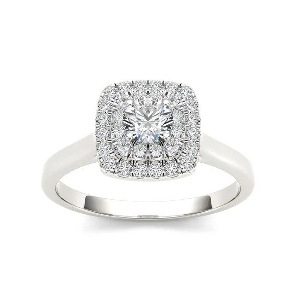 Engagement Rings with a Triple - Row Diamond BandDe Couer 10k Gold 1/2ct TDW Diamond Double Halo Engagement Ring