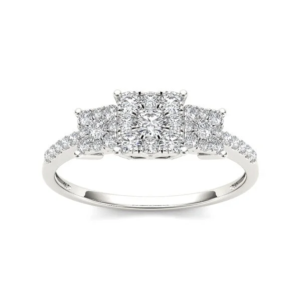 Rose - Cut Diamond Engagement Rings with a Rustic CharmDe Couer 10k Gold 1/2ct TDW Diamond Three Cluster Engagement Ring