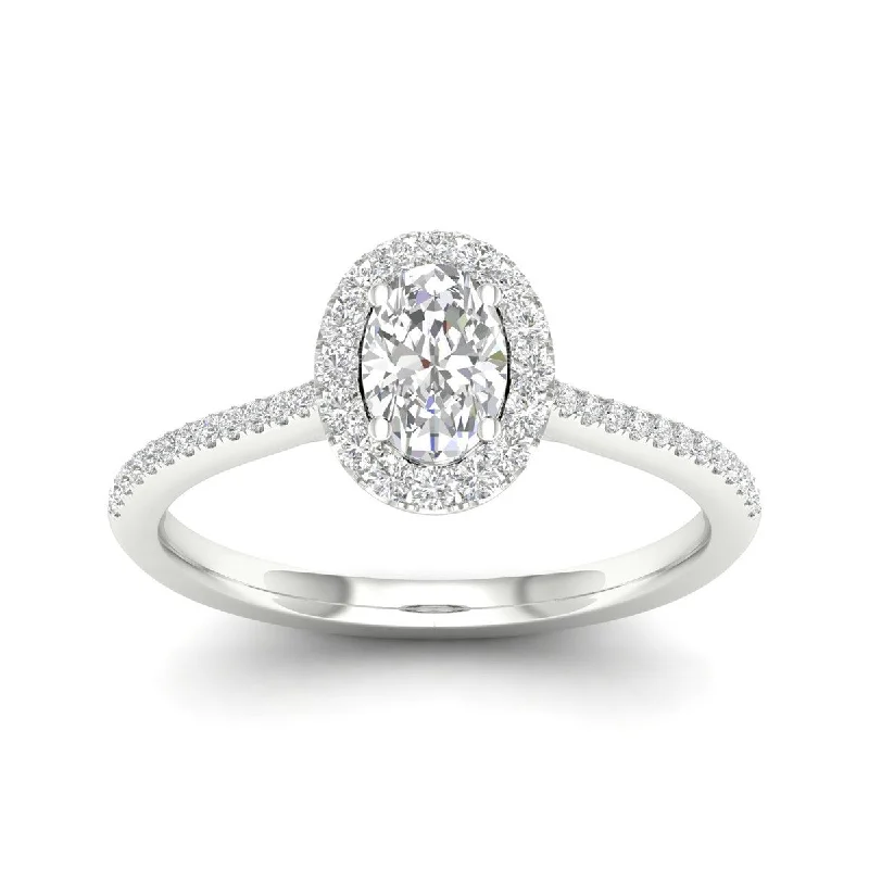 Pear - Shaped Engagement Rings with Twisted Shank DesignsDe Couer 10k Gold 1/3ct TDW Diamond Halo Engagement Ring