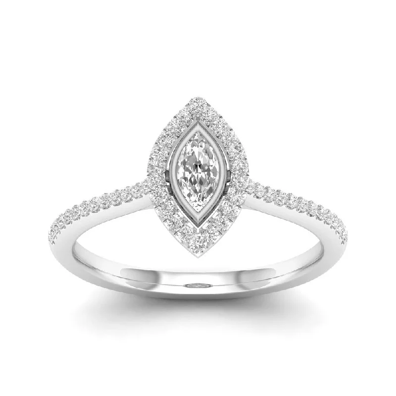 Engagement Rings with a Cathedral - Style Basket SettingDe Couer 10k Gold 1/3Ct TDW Diamond Halo Engagement Ring