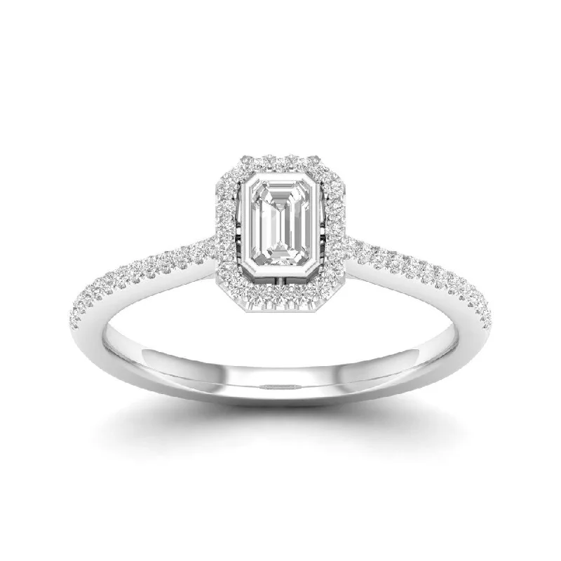 Platinum Engagement Rings with Milgrain EdgesDe Couer 10k Gold 1/3ct TDW Diamond Halo Engagement Ring