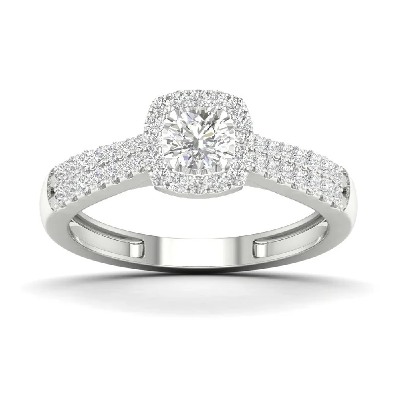 Engagement Rings with a Cathedral - Style Basket SettingDe Couer 10k Gold 1/3Ct TDW Diamond Halo Engagement Ring - Pink