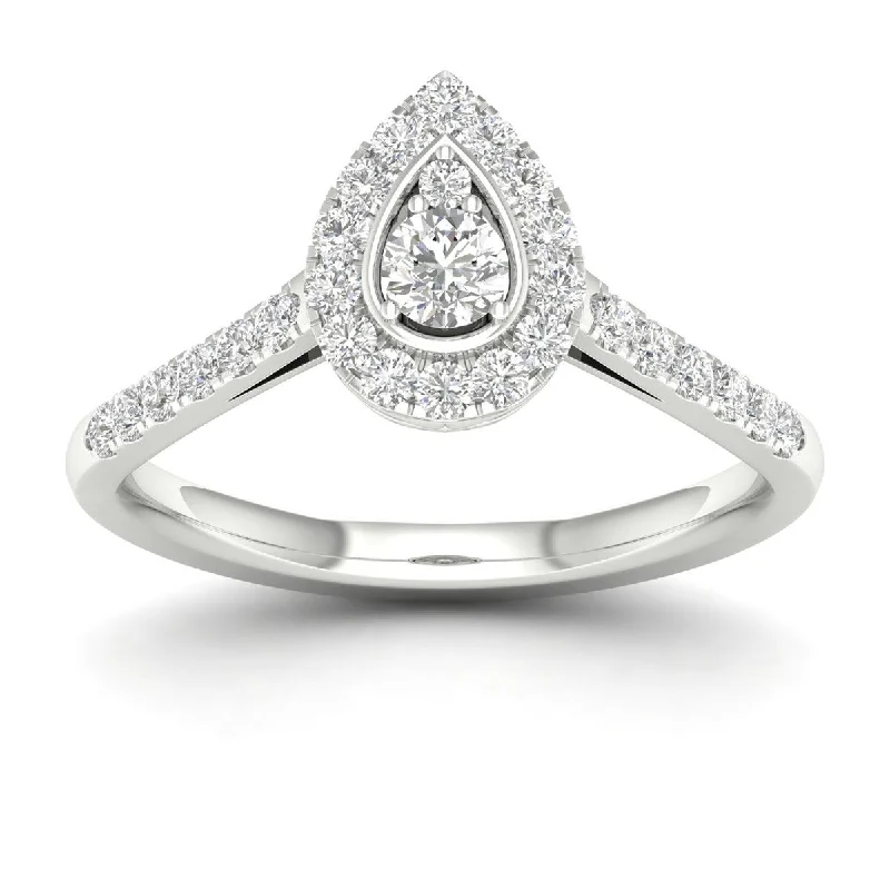 Vintage - Style Engagement Rings with Intricate ScrollworkDe Couer 10k Gold 1/3Ct TDW Diamond Halo Engagement Ring - White