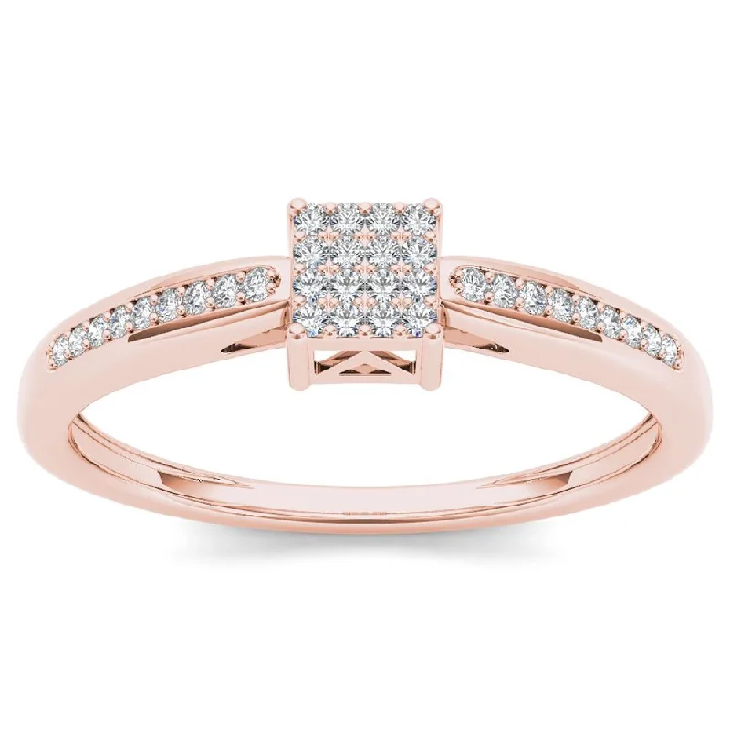 Platinum Engagement Rings with Milgrain EdgesDe Couer 10k Rose Gold 1/10ct TDW Diamond Cluster Engagement Ring