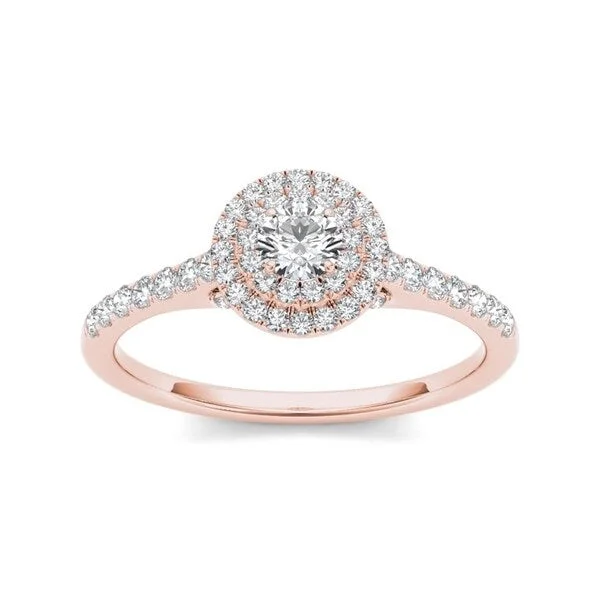 Moissanite Engagement Rings with a Sparkling Center StoneDe Couer 10k Rose Gold 1/2ct TDW Diamond Double Halo Engagement Ring