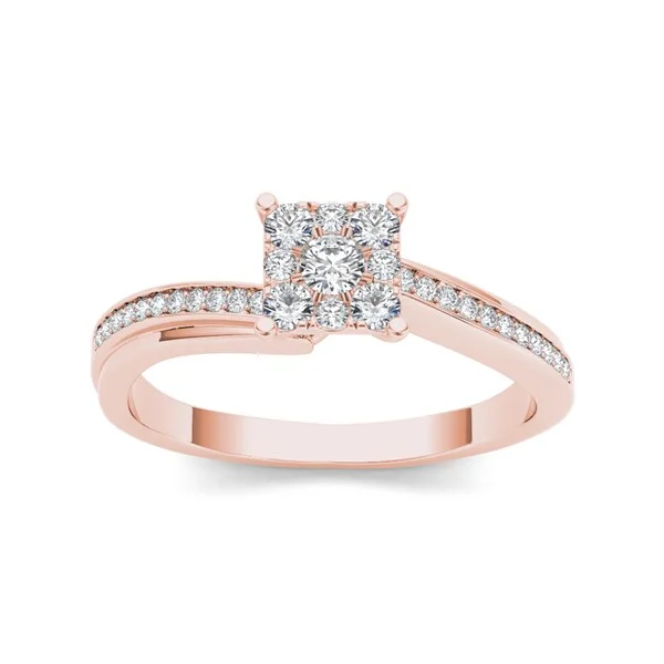 Vintage - Style Engagement Rings with Intricate ScrollworkDe Couer 10k Rose Gold 1/3ct TDW Diamond Squared Shape Engagement Ring