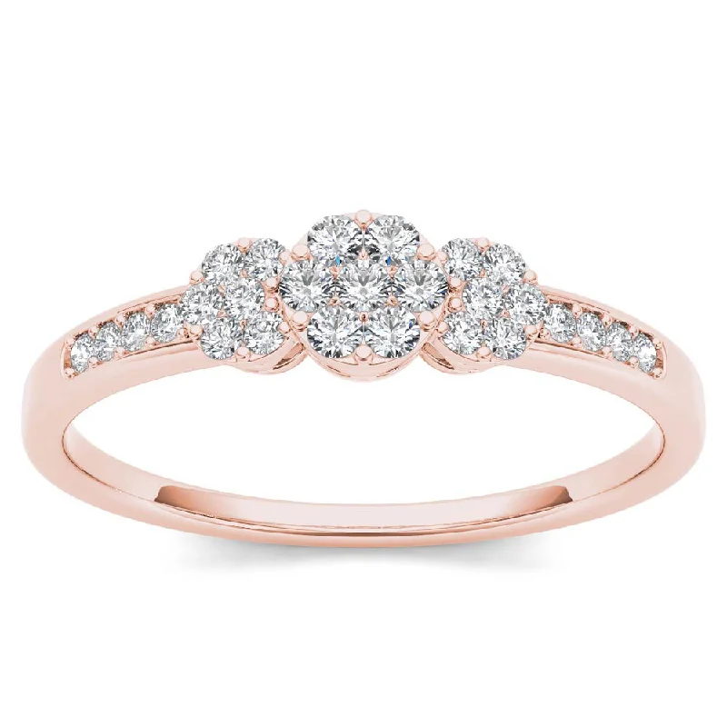 Two - Tone Engagement Rings in Rose and White GoldDe Couer 10k Rose Gold 1/5ct TDW Diamond Cluster Engagement Ring - Pink