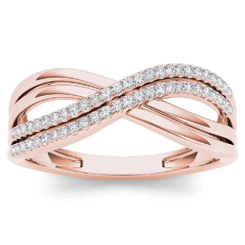 Engagement Rings with a Cathedral - Style Basket SettingDe Couer 10k Rose Gold 1/6ct TDW Diamond Fashion Ring - Pink