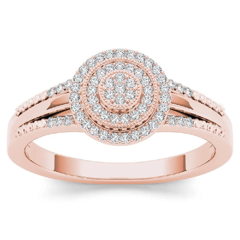 Two - Tone Engagement Rings in Rose and White GoldDe Couer 10k Rose Gold 1/6ct TDW Diamond Halo Engagement Ring