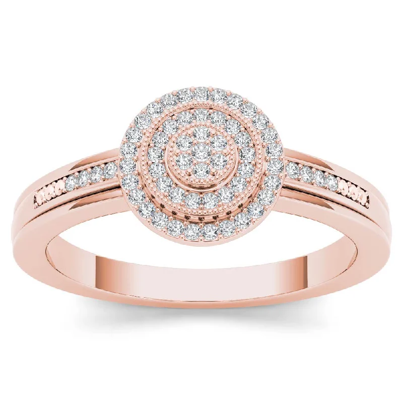 Two - Tone Engagement Rings in Rose and White GoldDe Couer 10k Rose Gold 1/6ct TDW Diamond Halo Engagement Ring - Pink