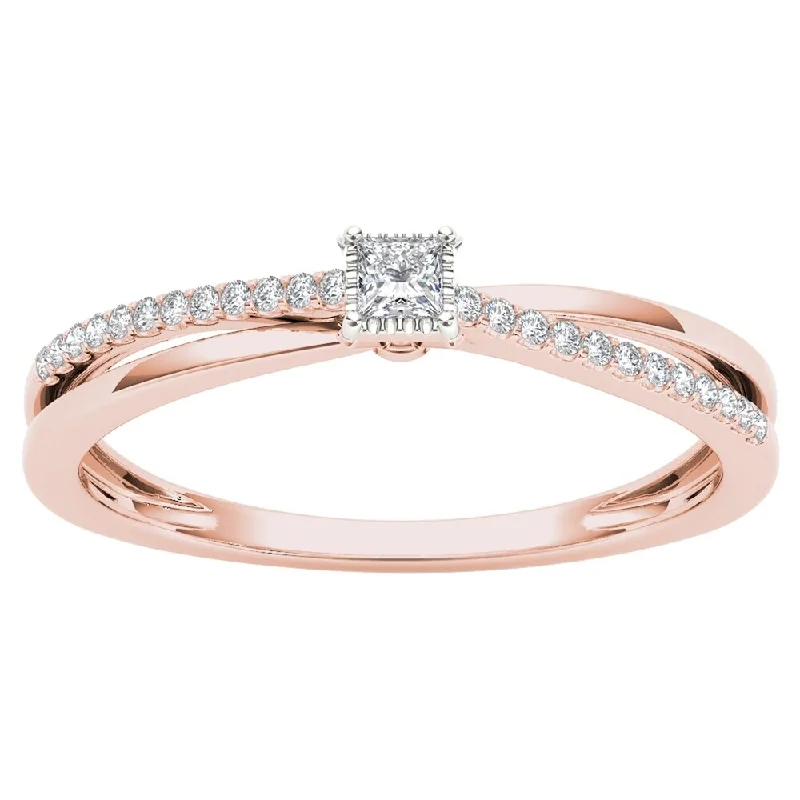 Moissanite Engagement Rings with a Sparkling Center StoneDe Couer 10k Rose Gold 1/8ct TDW Diamond Split-Shank Engagement Ring - Pink