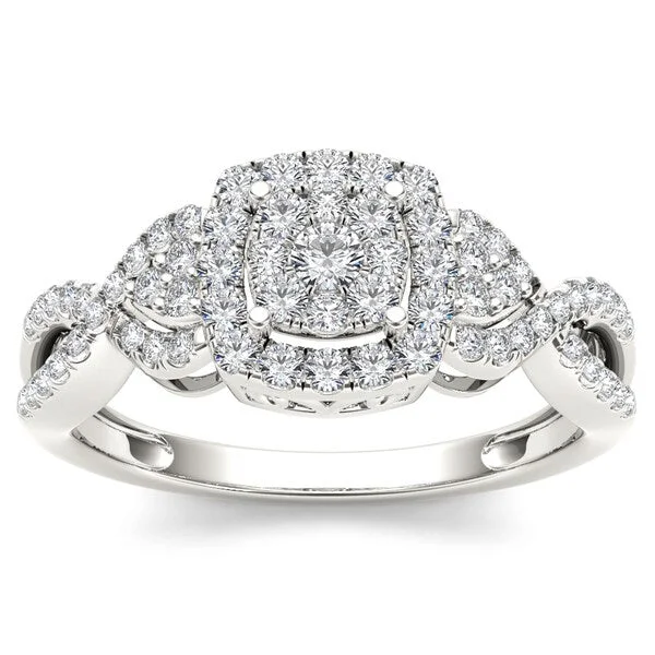 Engagement Rings with a Triple - Row Diamond BandDe Couer 10k White Gold 1/2ct TDW Diamond Composite Engagement Ring