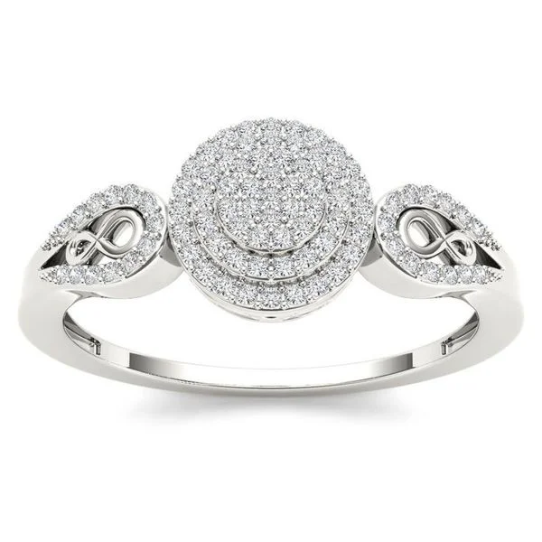 Engagement Rings with a Cathedral - Style Basket SettingDe Couer 10k White Gold 1/5ct TDW Diamond Halo Engagement Ring