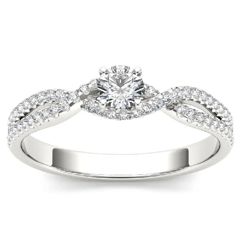 Platinum Engagement Rings with Milgrain EdgesDe Couer 10k White Gold 2/5ct TDW Diamond Classic Split-Shank Engagement Ring