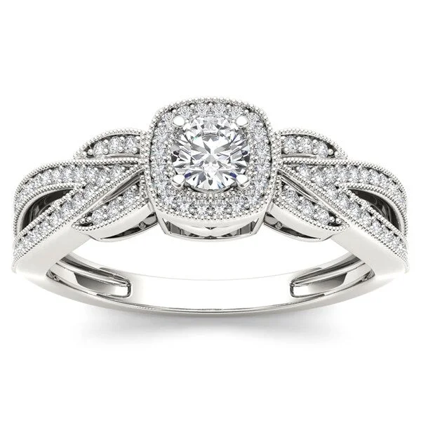 Pear - Shaped Engagement Rings with Twisted Shank DesignsDe Couer 10k White Gold 2/5ct TDW Diamond Engagement Ring