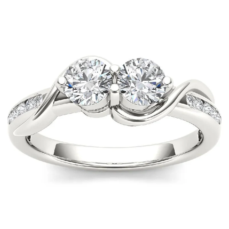 Engagement Rings with a Hidden Heart - Shaped CutoutDe Couer 10k White Gold 3/4ct TDW Two-Stone Diamond Engagement Ring - White H-I - White H-I