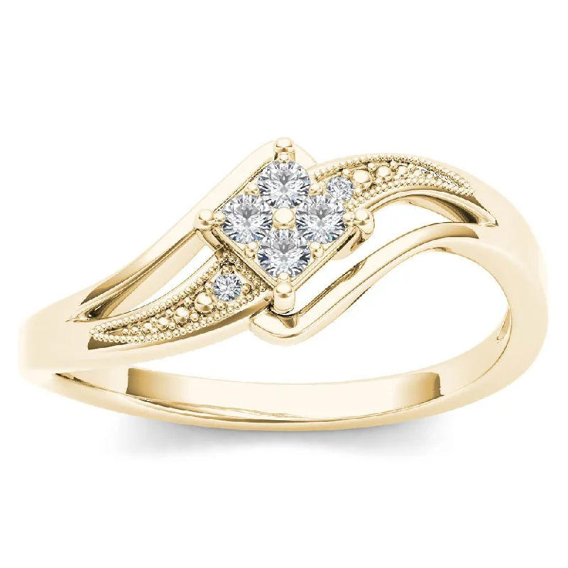 Moissanite Engagement Rings with a Sparkling Center StoneDe Couer 10k Yellow Gold 1/10ct TDW Diamond Bypass Engagement Ring