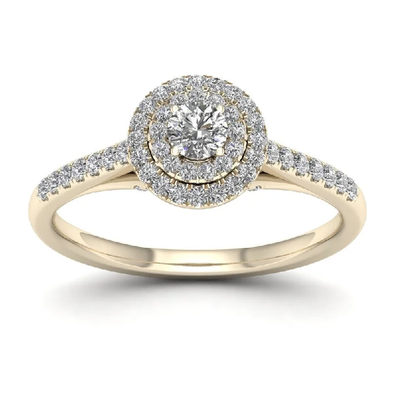 Moissanite Engagement Rings with a Sparkling Center StoneDe Couer 10k Yellow Gold 1/2 ct TDW Diamond Halo Engagement Ring