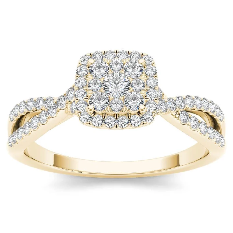 Engagement Rings with a Pavé - Set Infinity SymbolDe Couer 10k Yellow Gold 1/2ct TDW Diamond Halo Engagement Ring