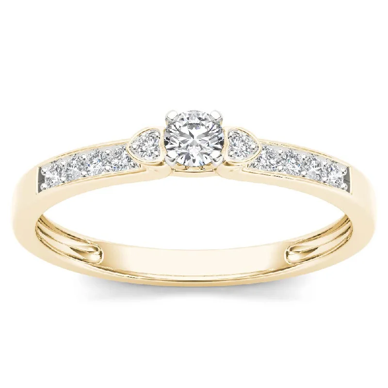 Platinum Engagement Rings with Milgrain EdgesDe Couer 10k Yellow Gold 1/5ct TDW Diamond Classic Engagement Ring