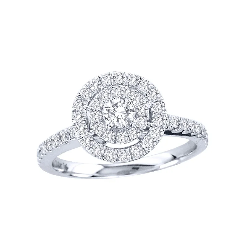 Platinum Engagement Rings with Milgrain EdgesDe Couer 14k Gold 3/4ct TDW Diamond Double Halo Engagement Ring