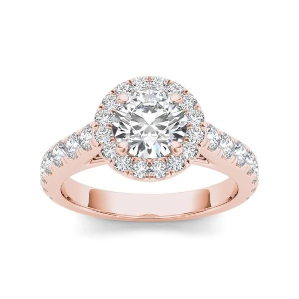 Art Deco - Geometric Engagement Rings with Black Enamel AccentsDe Couer 14k Rose Gold 1 1/2ct TDW Diamond Halo Engagement Ring - Pink