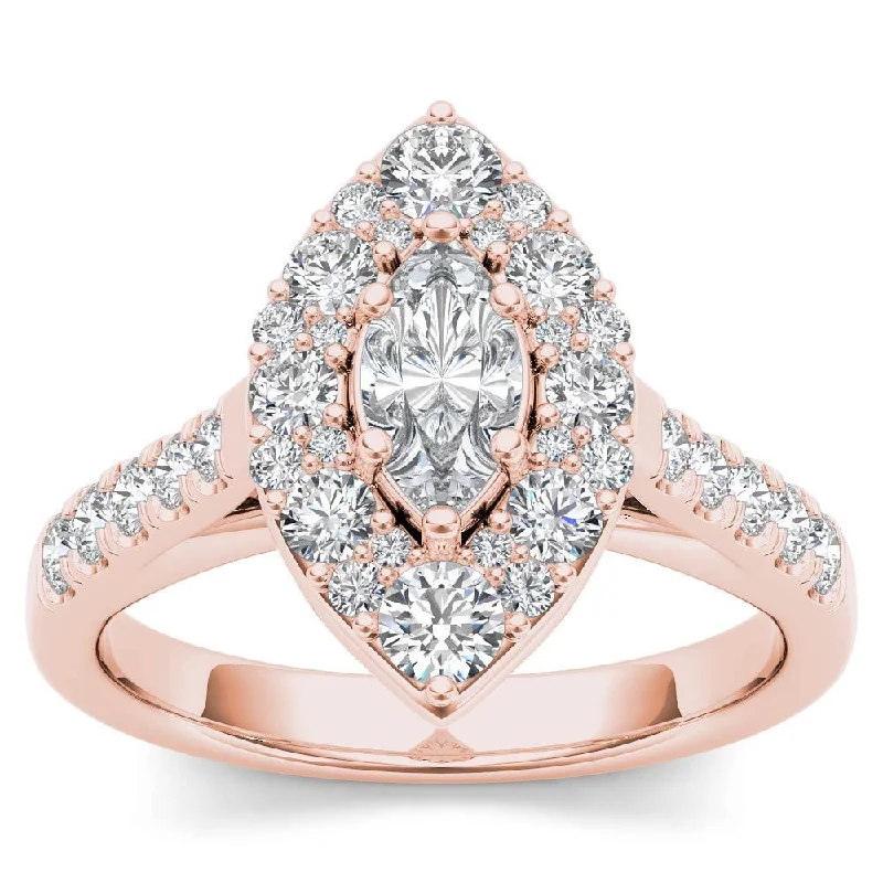 Men's Engagement Rings with Carbon Fiber InlaysDe Couer 14K Rose Gold 1 1/2ct TDW Marquise Shape Diamond Halo Engagement Ring - Pink