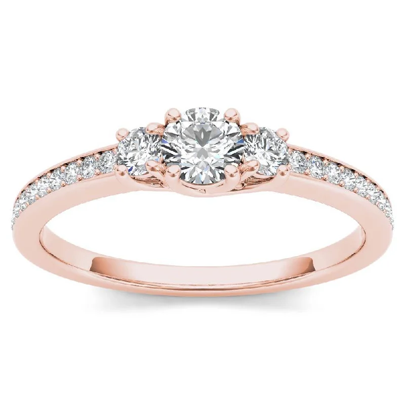 Engagement Rings with a Hidden Heart - Shaped CutoutDe Couer 14k Rose Gold 1/2ct TDW Diamond Three-Stone Anniversary Ring - Pink